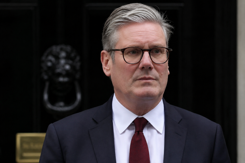Keir Starmer durante una comparecencia pública tras anunciar su dimisión como primer ministro del Reino Unido.
